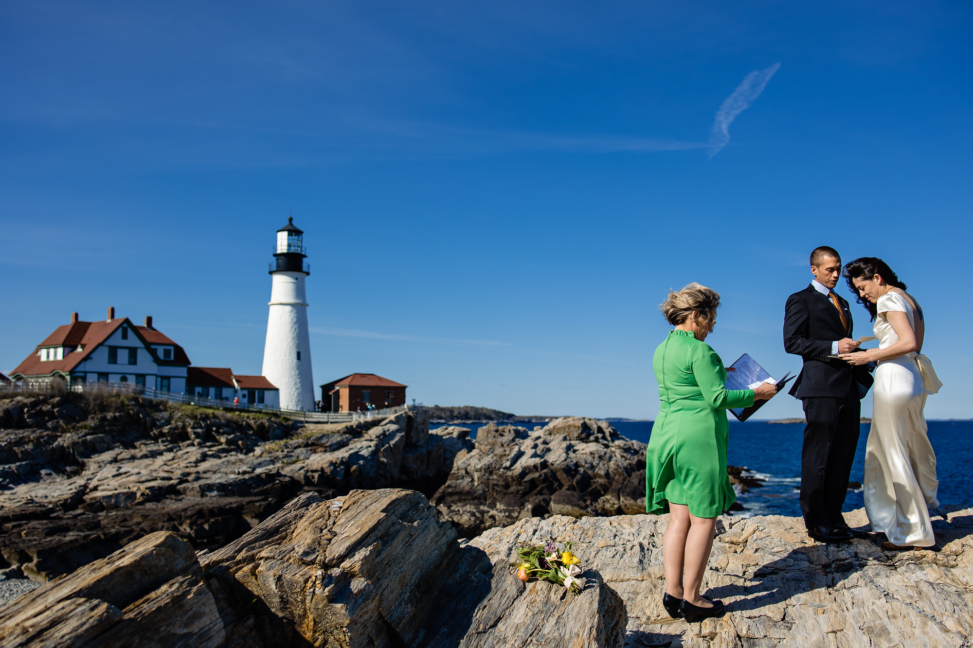 An elopement at Portland Head Light in Cape Elizabeth Maine