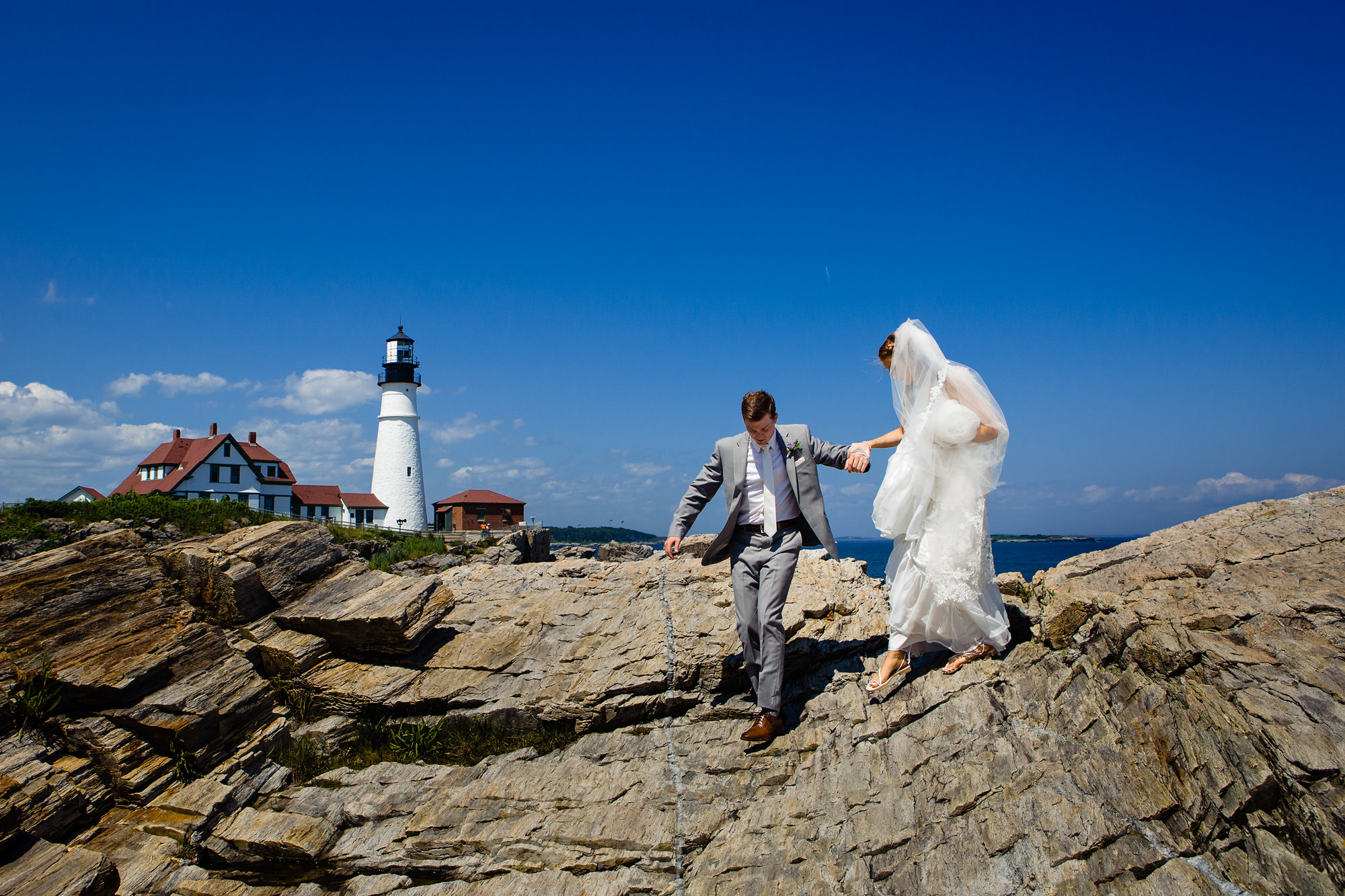 An elopement at Portland Head Light in Cape Elizabeth Maine