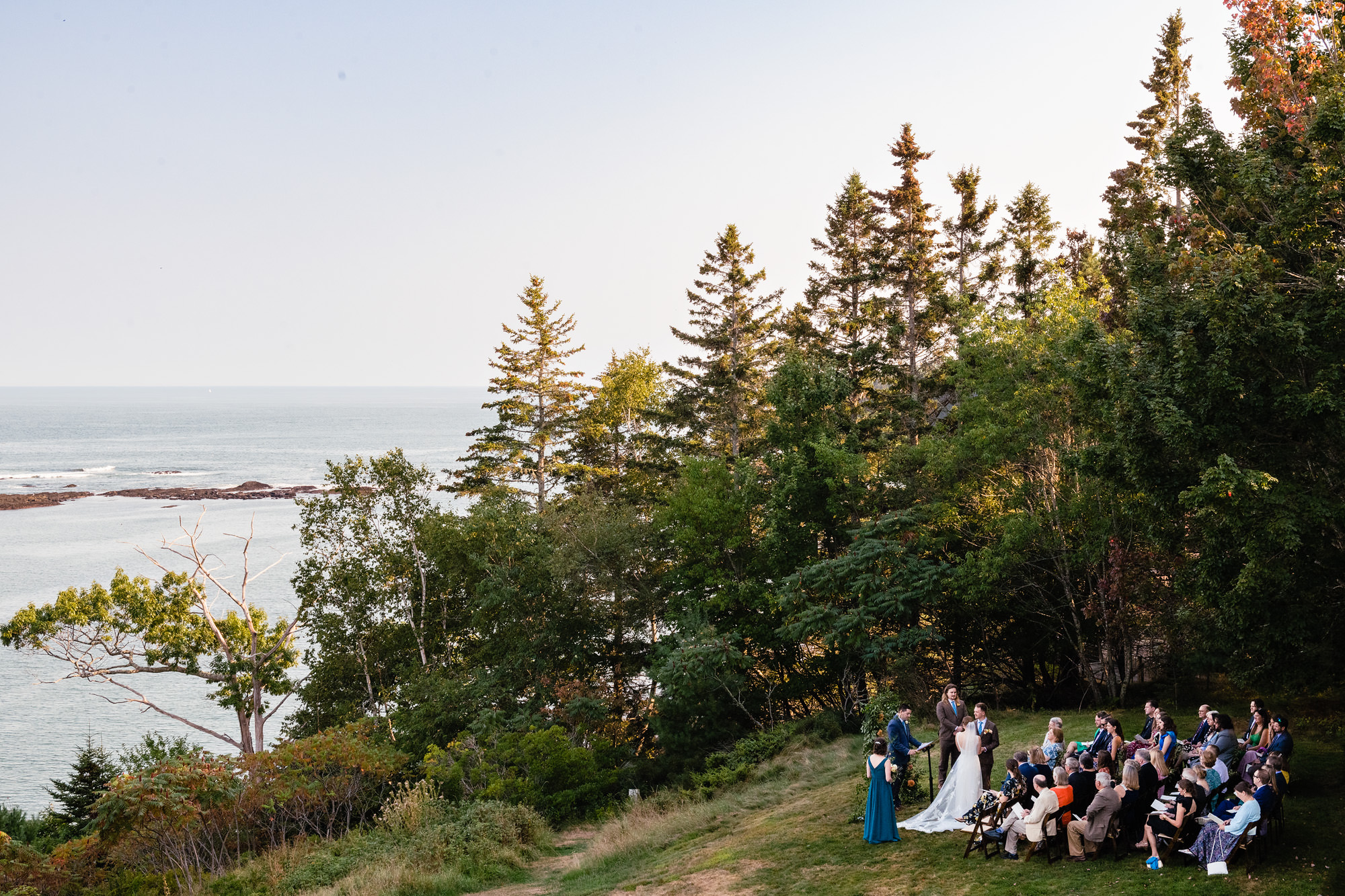 A wedding ceremony at Grey Havens Inn at Georgetown, Maine