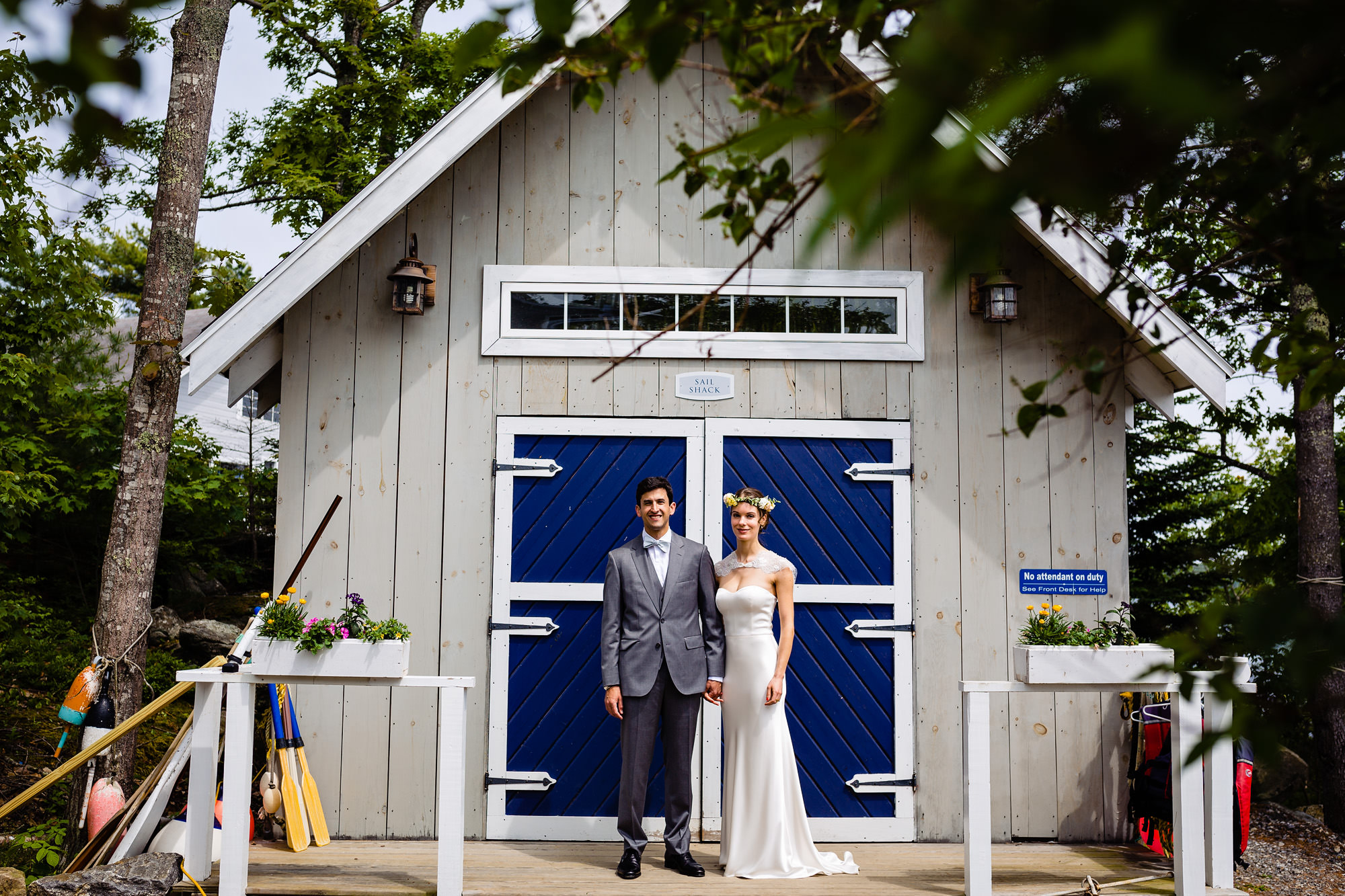 Wedding portraits at Linekin Bay Resort in Boothbay Harbor, Maine