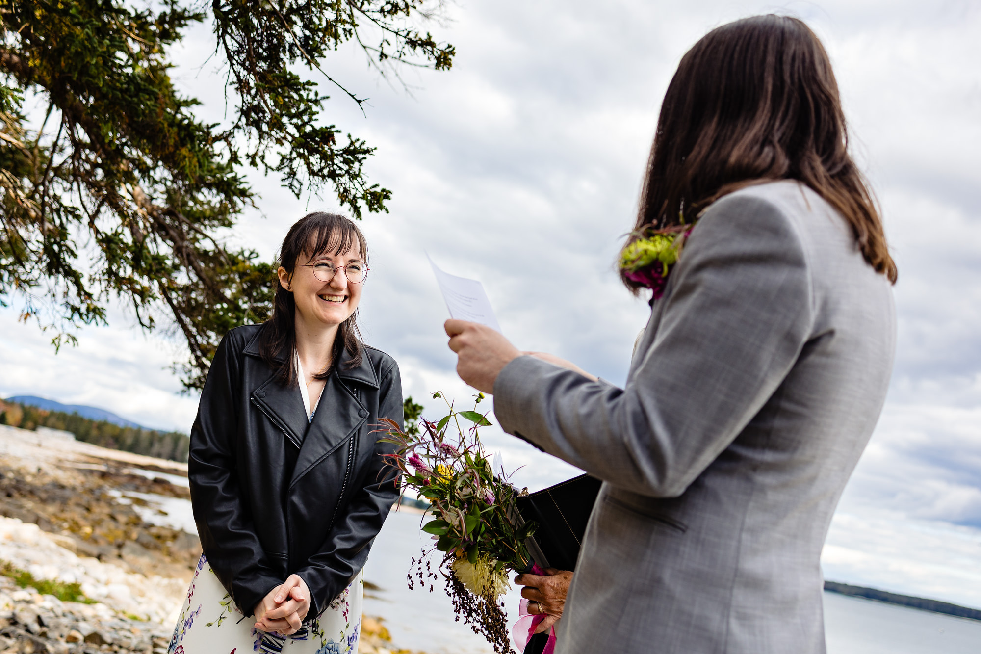 Seawall elopement ceremony in Acadia National Park