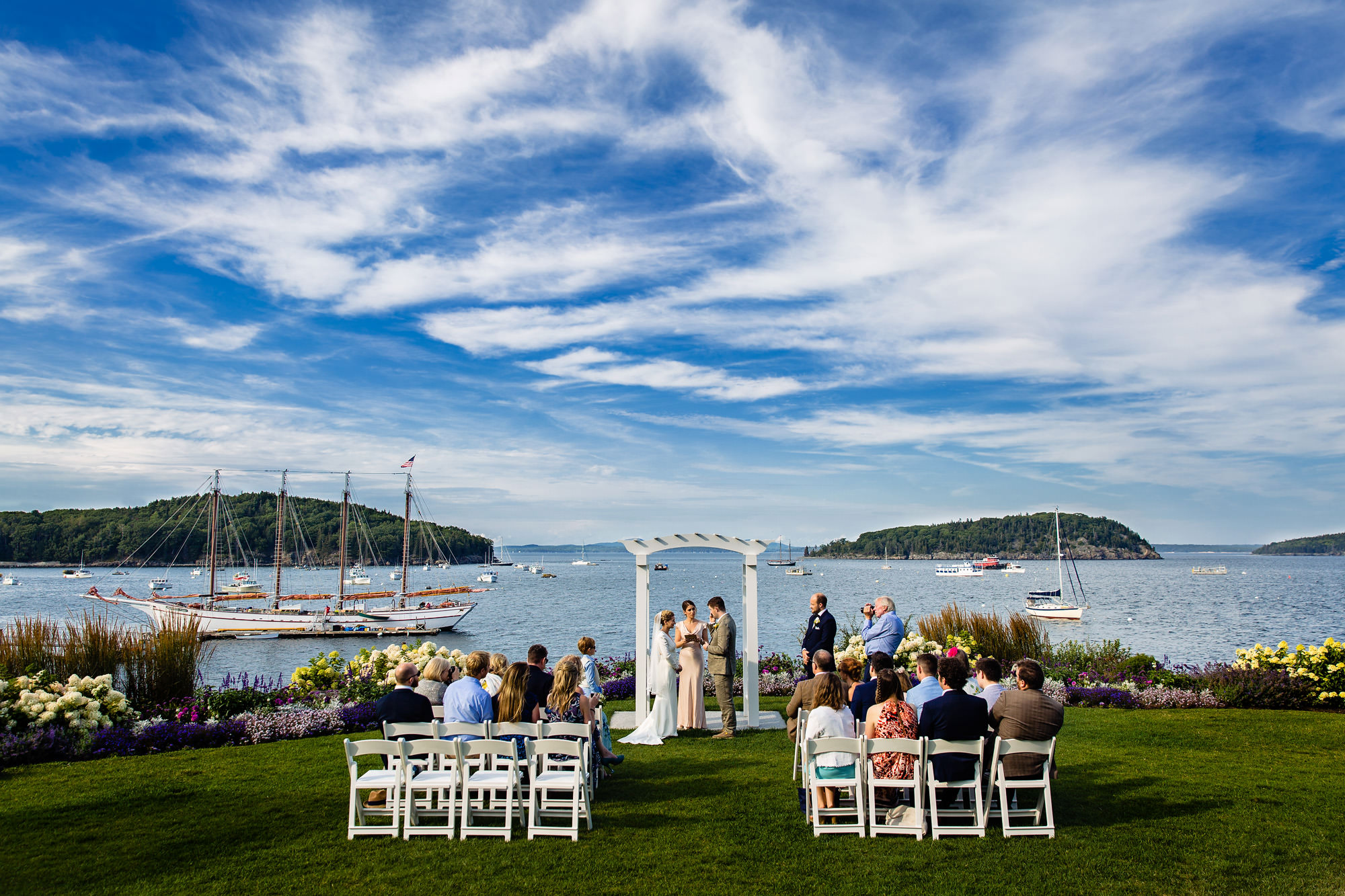 A wedding ceremony at Bar Harbor Inn.