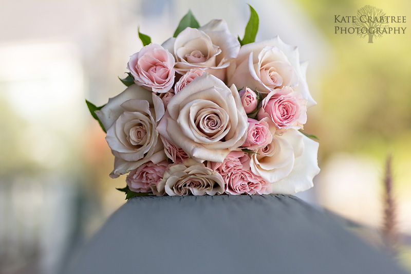 The bride's bouquet of pink roses for her Winterport Maine wedding.