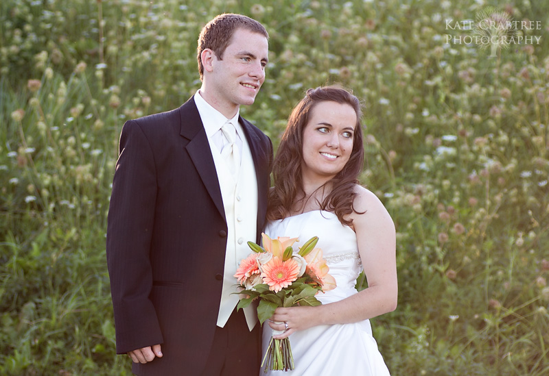 The bride and groom pose for portraits in Winterport.