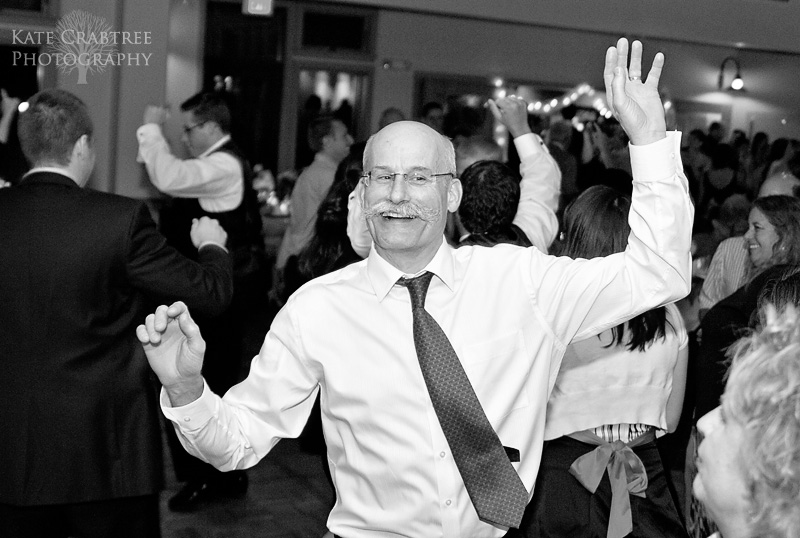 A wedding guest gets his groove on at the Penobscot Valley Country Club in Orono Maine