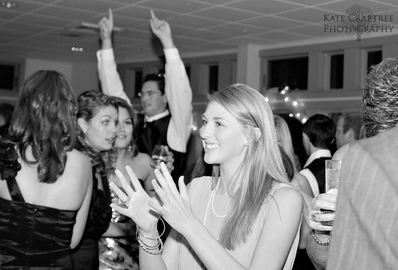 A wedding guest gets her groove on at the Penobscot Valley Country Club in Orono Maine