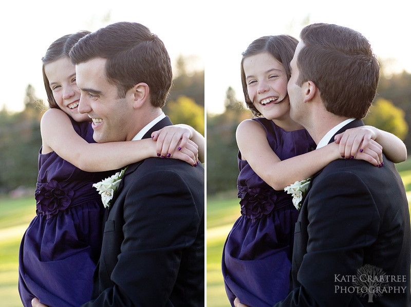 The bride and his little sister giggle together at the Penobscot Valley Country Club.