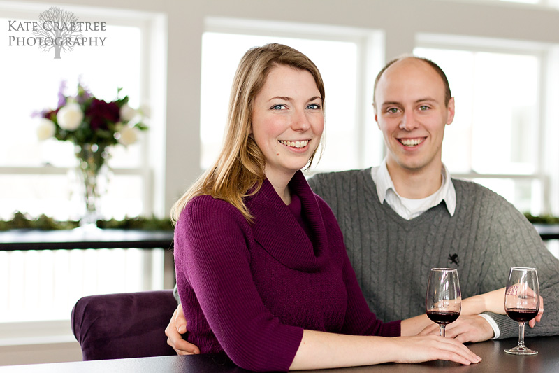 Erin and Keith share a glass of wine at the Cellardoor Winery in Lincolnville Maine