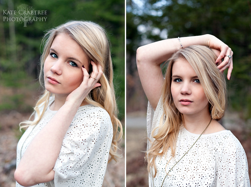 Grace poses for her senior portraits in the Bangor City Forest in Maine
