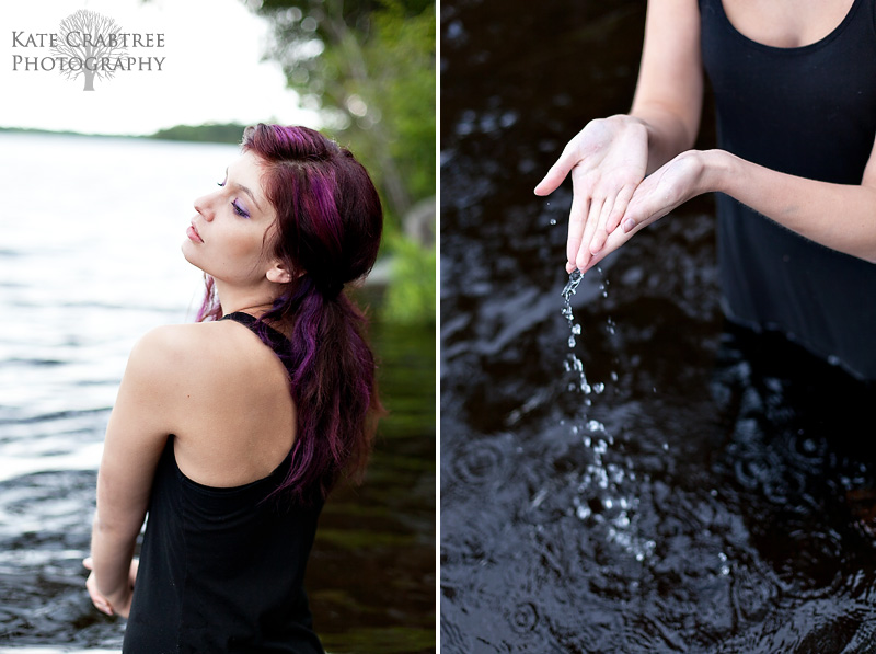 Rebecca plays around in a Maine lake for this Maine beauty shoot