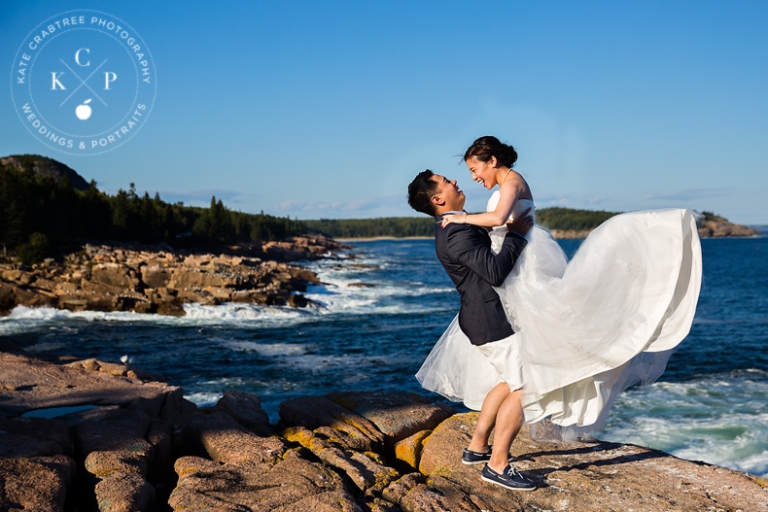 Wedding Portraits In Acadia National Park Helen Felix Kate Crabtree Photography Maine Wedding Photographer