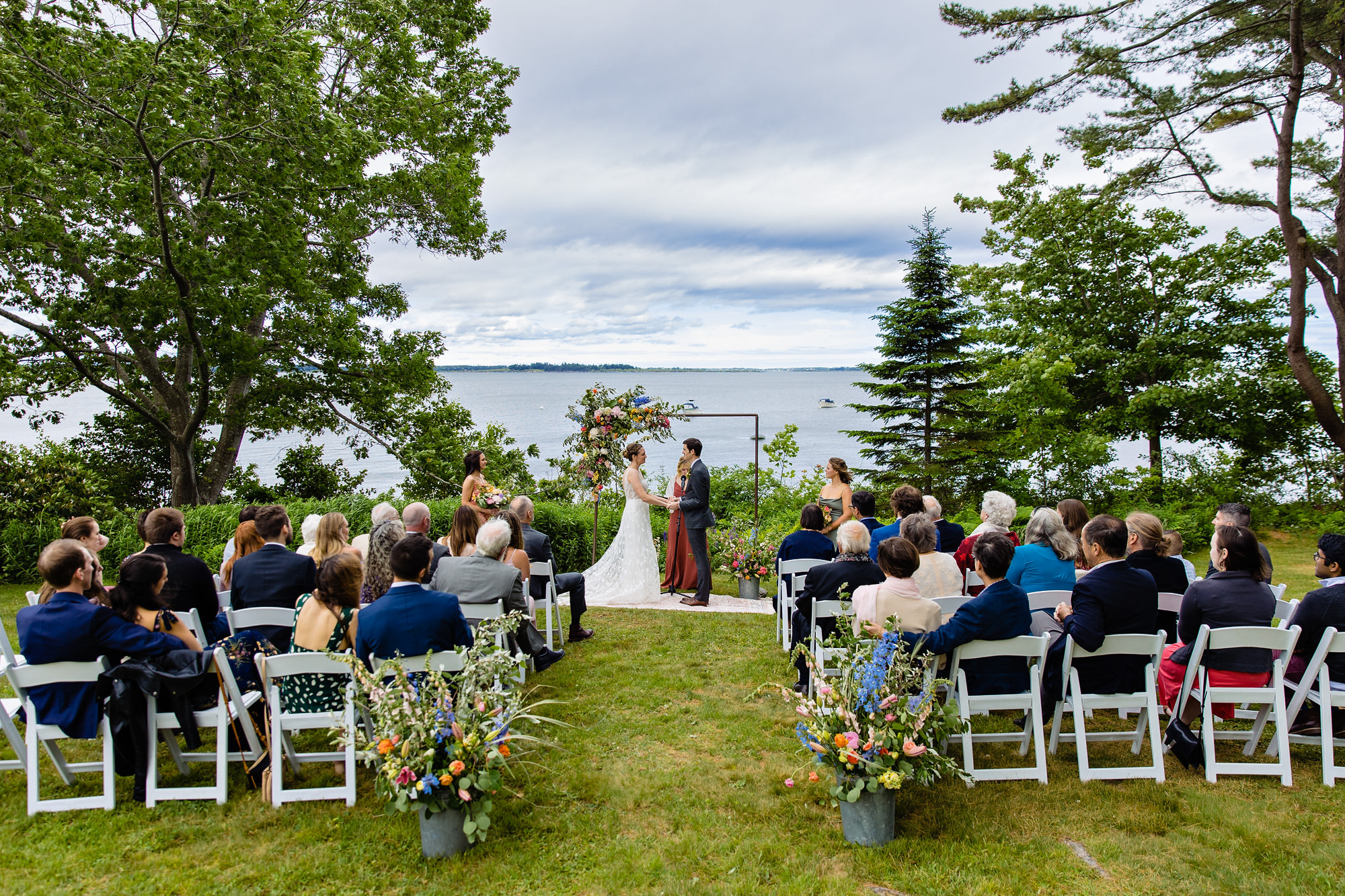 A Chebeague Island wedding ceremony at a family residence