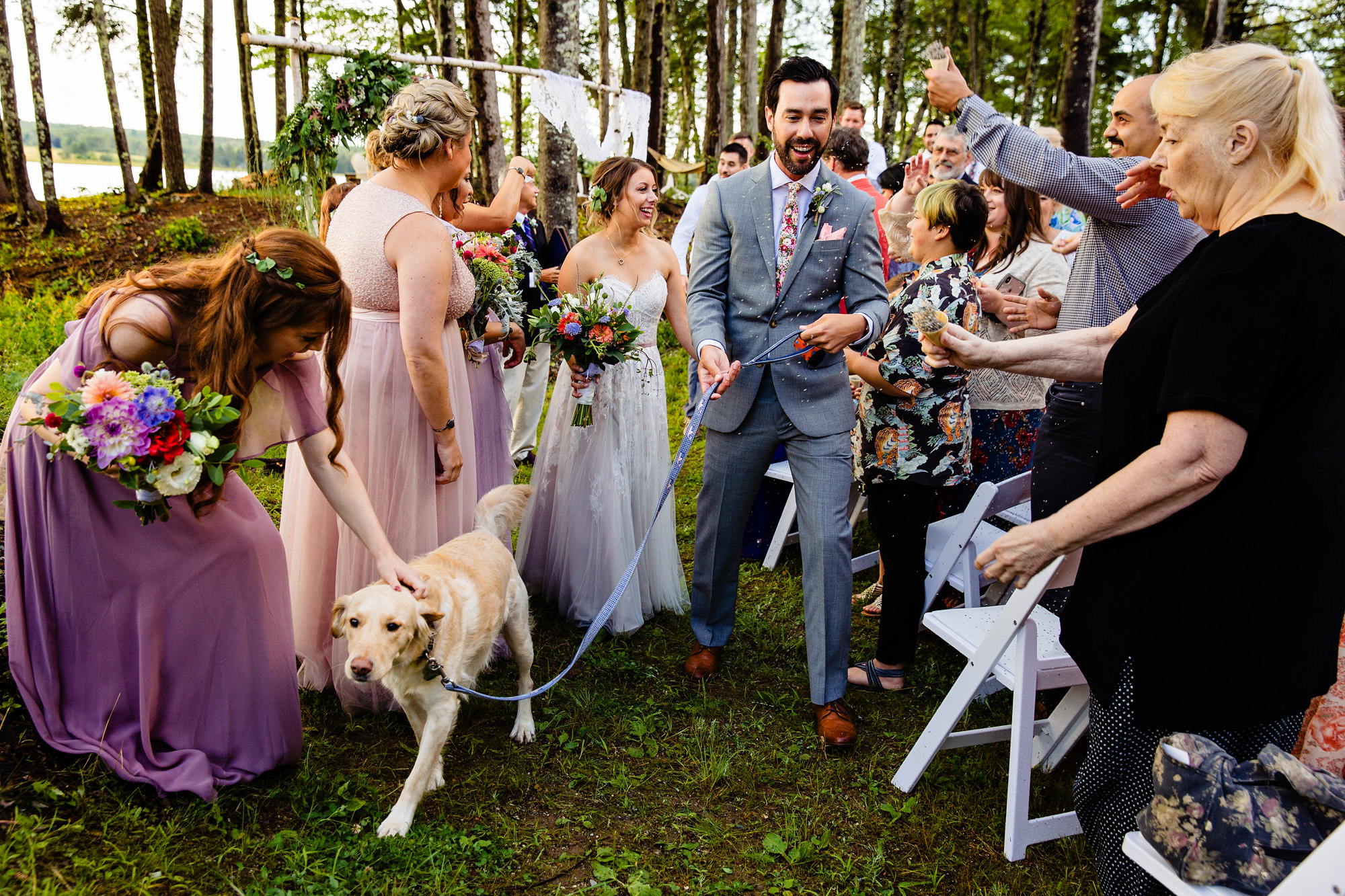 A wedding couple at a Lamoine Maine wedding ceremony