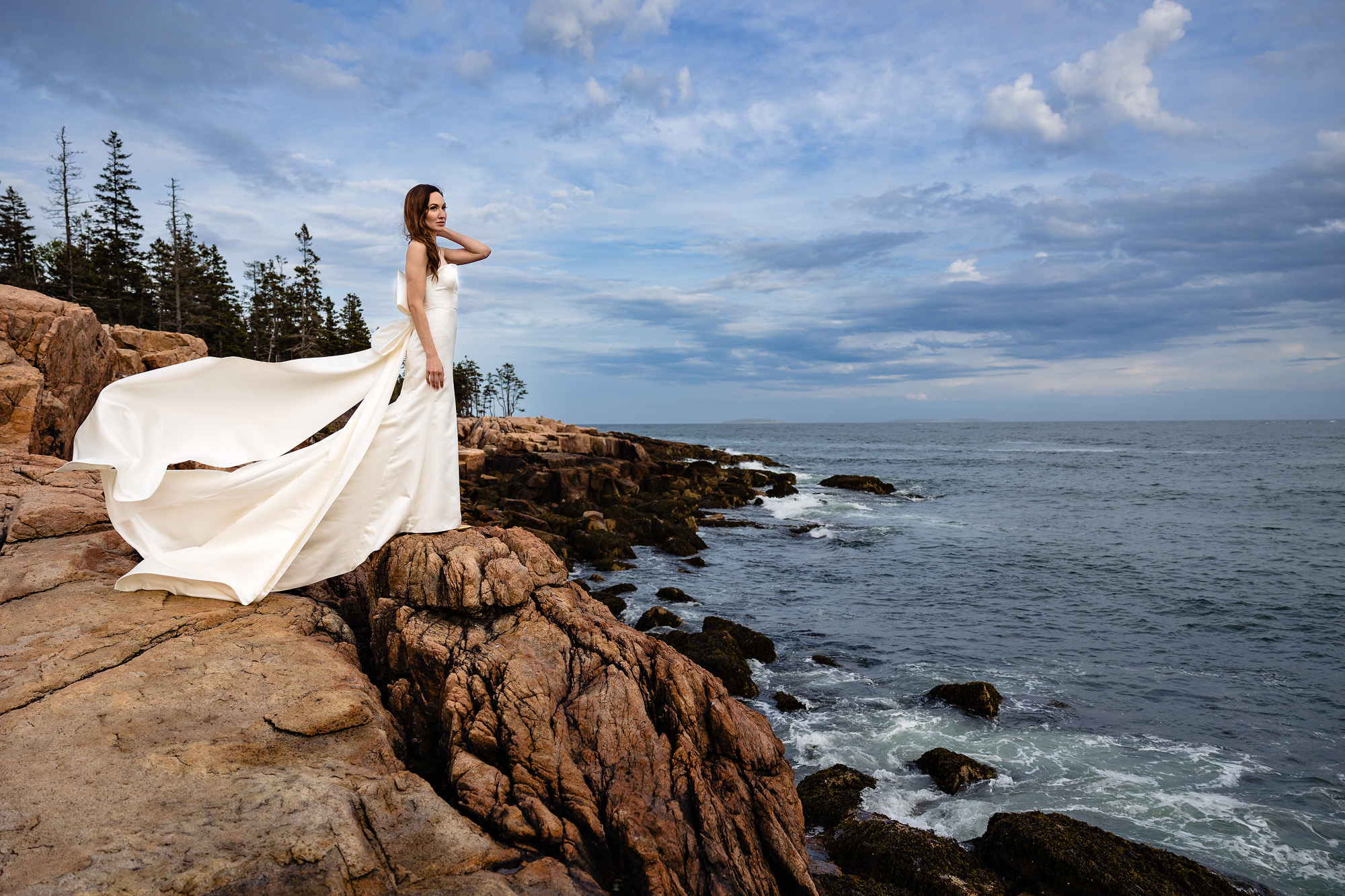 Elopement portraits in Southwest Harbor Acadia National Park