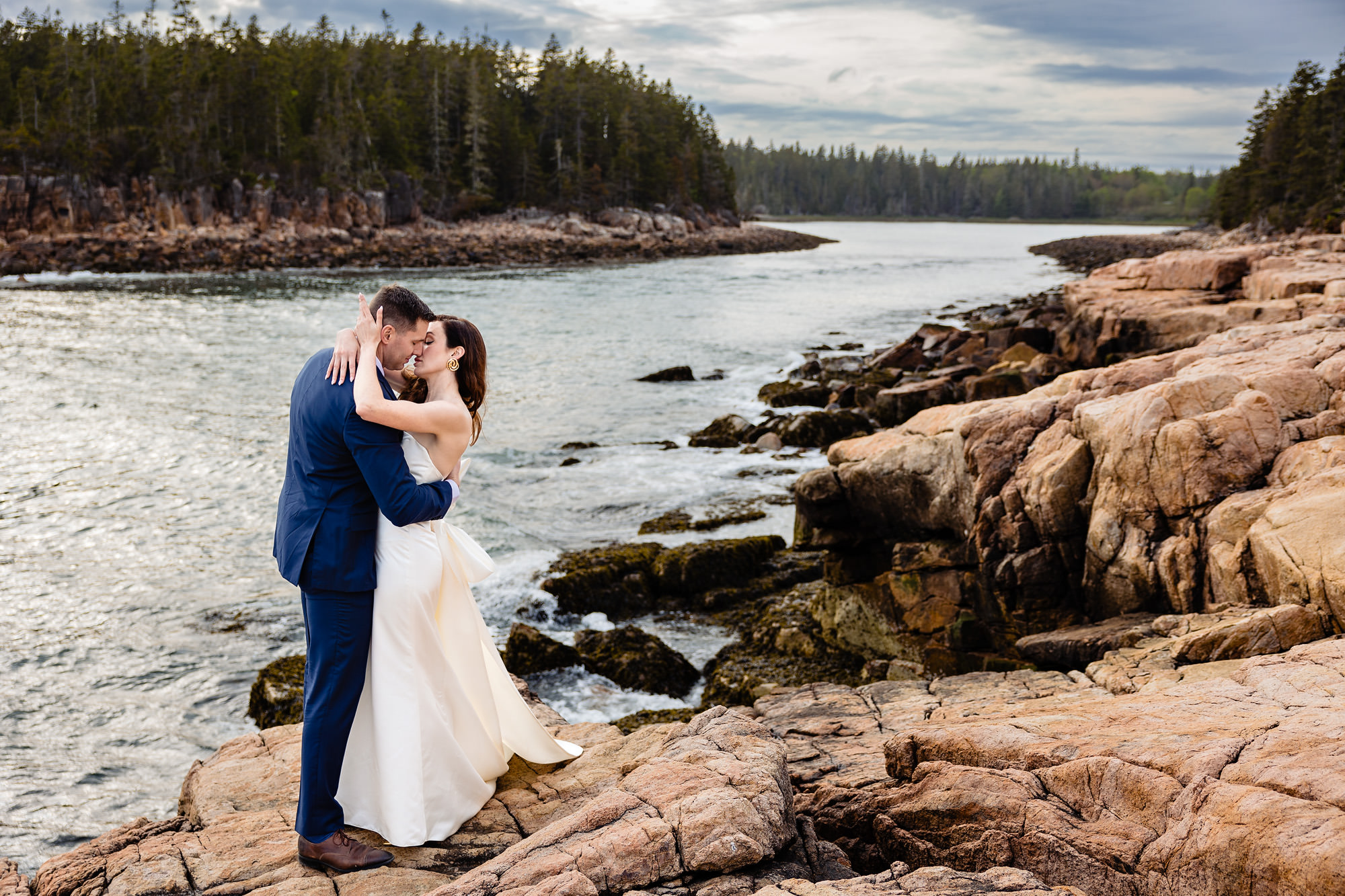 Elopement portraits in Southwest Harbor Acadia National Park