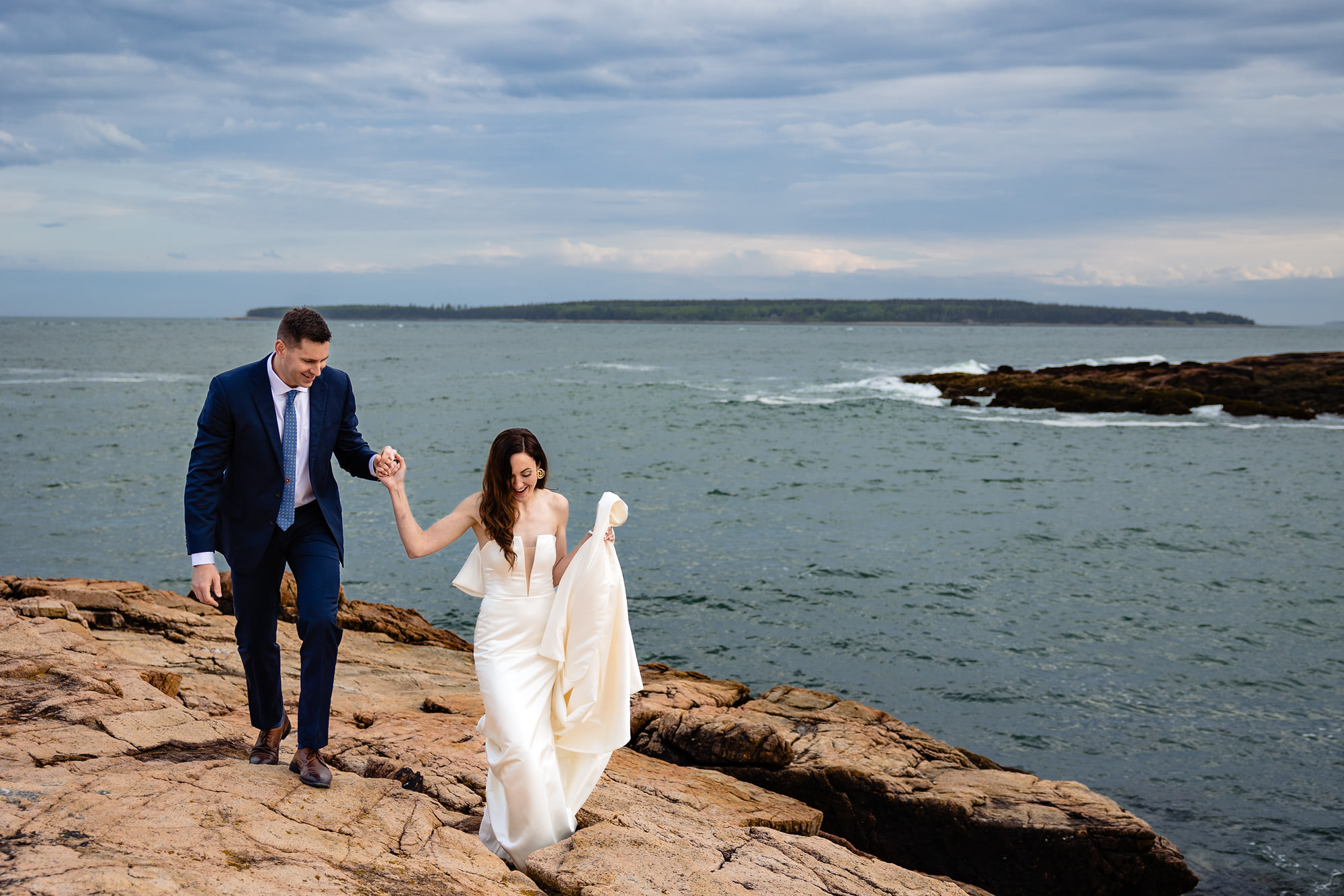 Elopement portraits in Southwest Harbor Acadia National Park