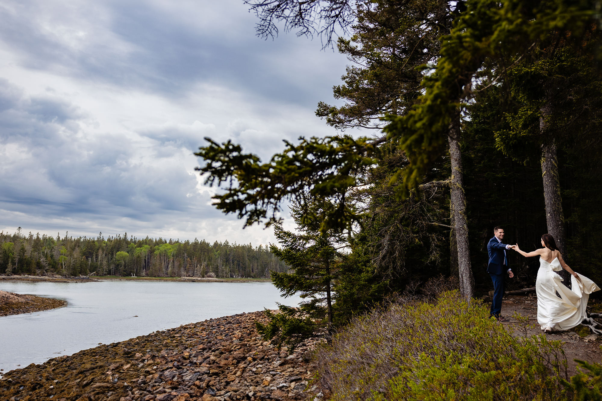 Elopement portraits in Southwest Harbor Acadia National Park