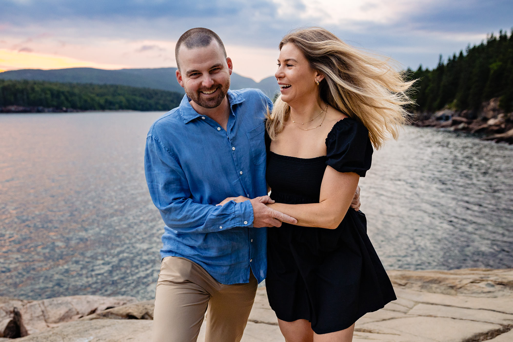 A sunset engagement portrait at Otter Point