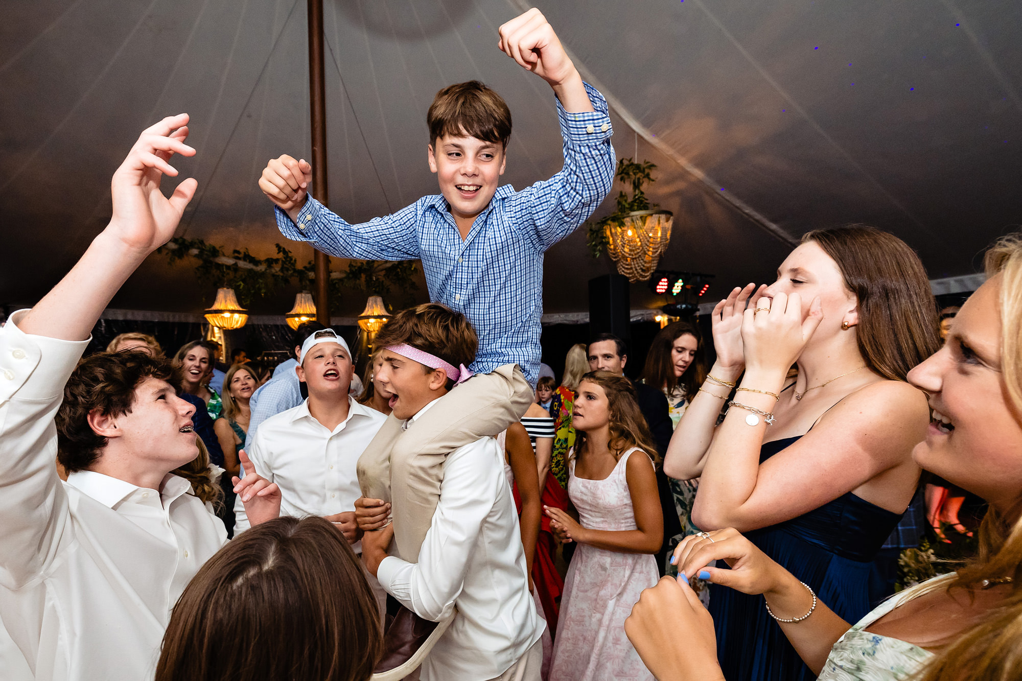 Kids dance at a Seal Cove wedding on Mount Desert Island