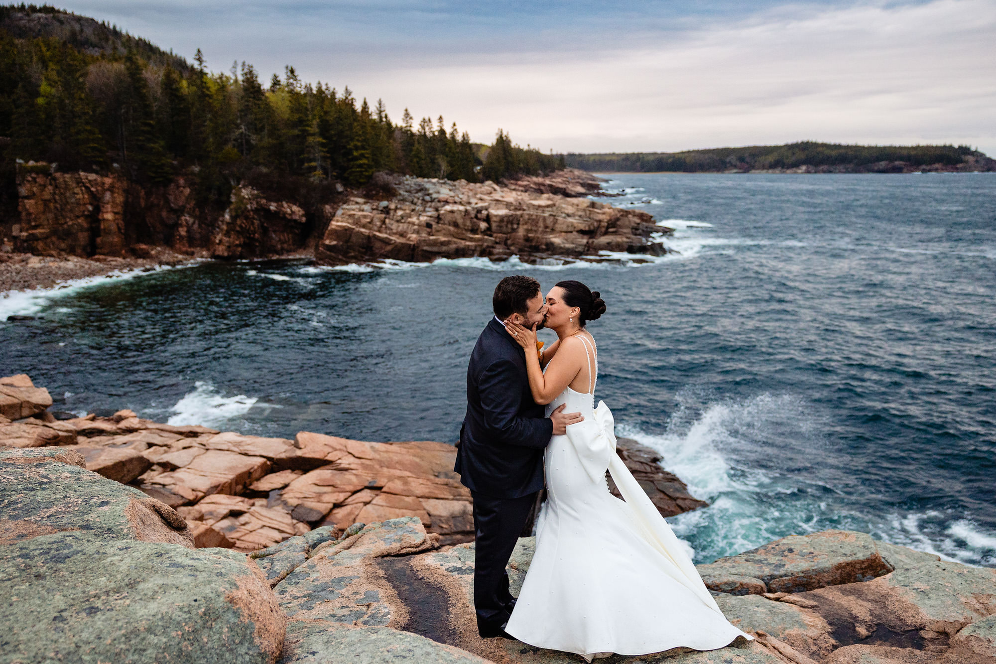 Abbie and Cole's Sand Beach Acadia Elopement